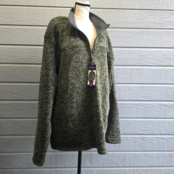 Eddie Bauer Mens Sweater Fleece Palm Heather 1/4 Zip - Picture 1 of 10